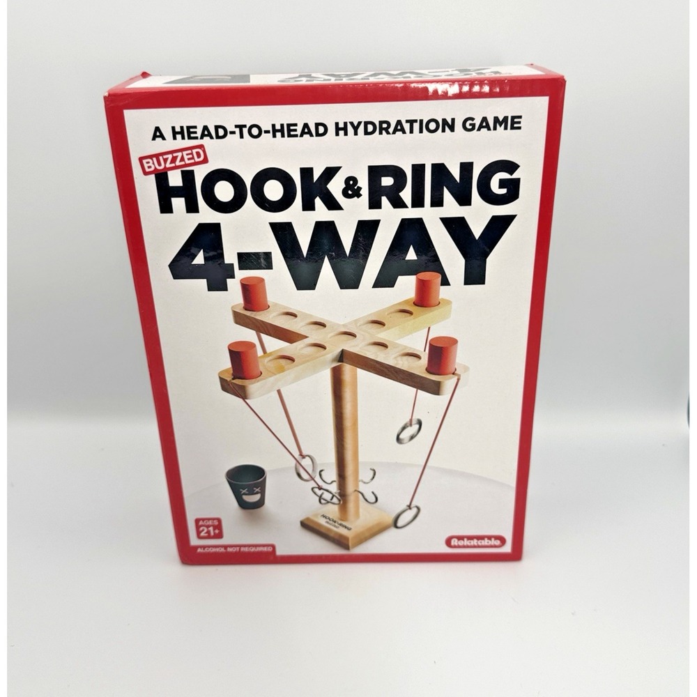 Buzzed Hook & Ring 4-Way Drinking Party Game Relatable Adult Ring Toss 21+ New